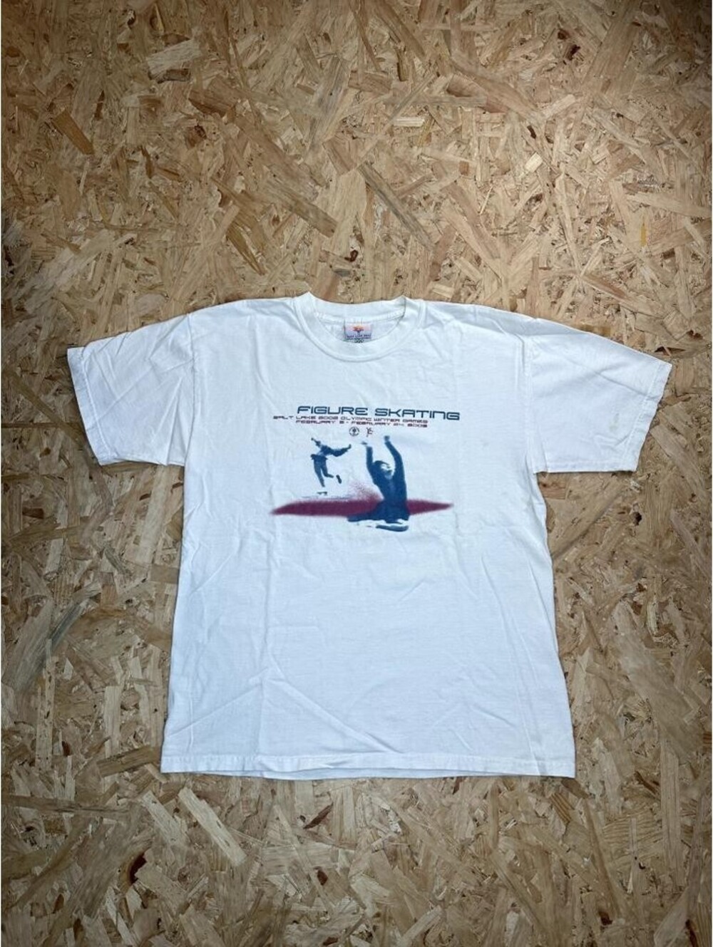 Vintage Salt Lake 2002 Winter Olympics Figure Skating T-Shirt Mens Large White